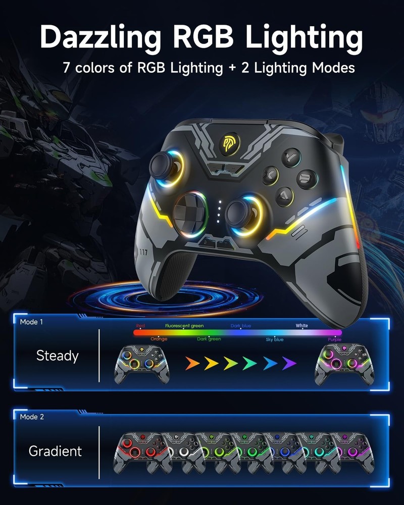 X15 Wireless PC Controller with Hall Effect Joysticks & Triggers, RGB Lightin...