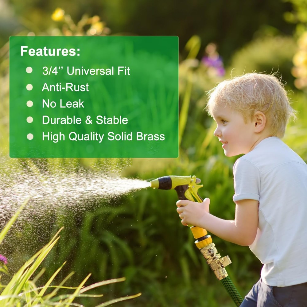 Garden Hose Quick Connector Set, Solid Brass 3/4 Inch Water Fitings Thread Ea...