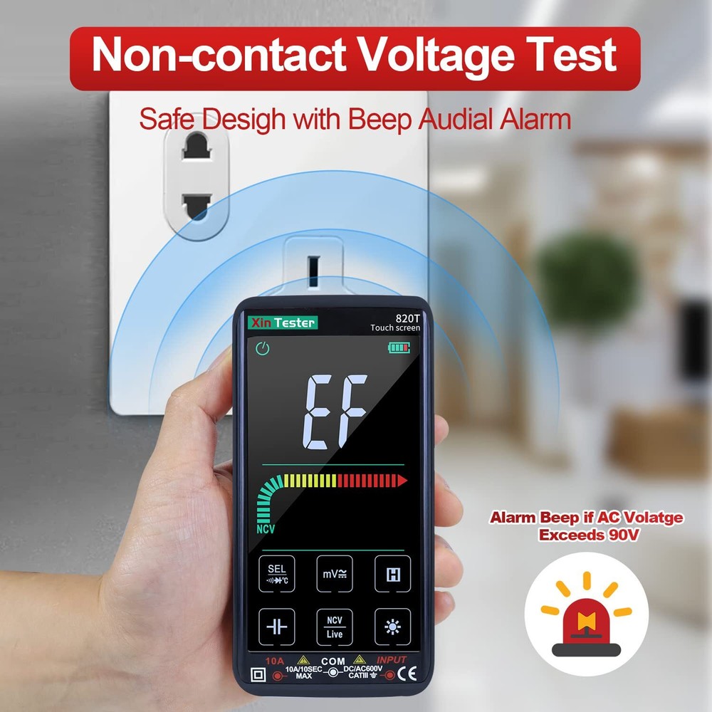 Digital Multimeter Smart Touch Screen Auto-Ranging 9999 Counts TRMS Rechargeable