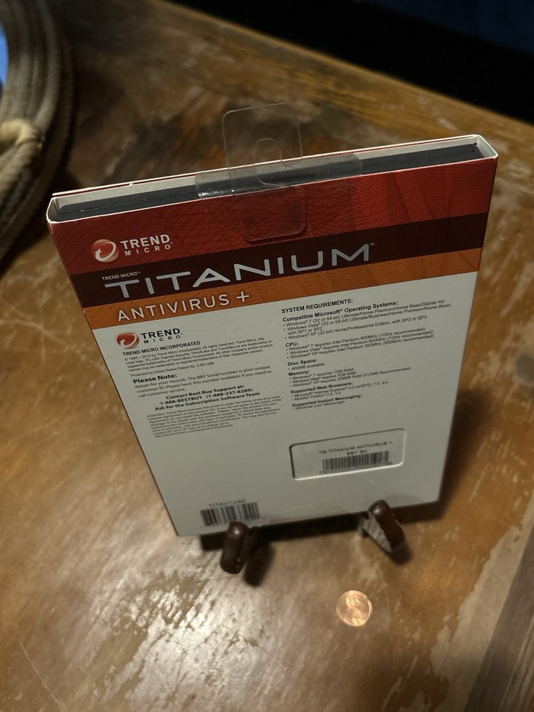 boxed copy of Trend Micro Titanium Antivirus+ software