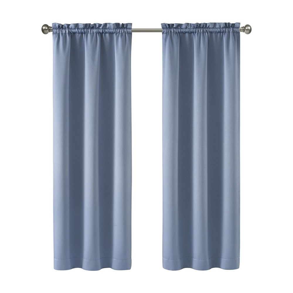 Solid Blackout Curtain Panel Pair Set of 2 Blue Quartz 30”W x 63”L
