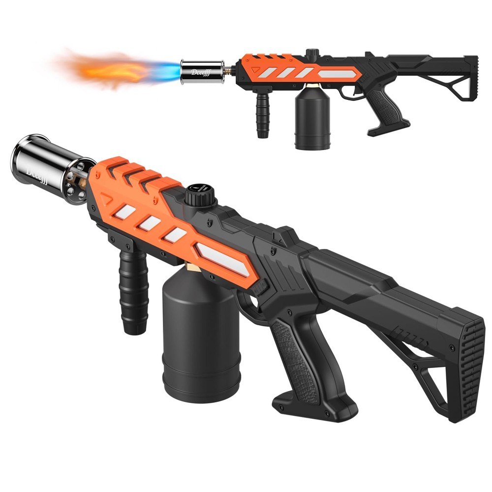 Powerful Propane Torch Gun, Adjustable Flame Thrower Kitchen Orange