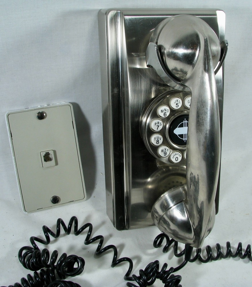 Crosley 302 Retro Wall Phone Brushed Chrome Push Button