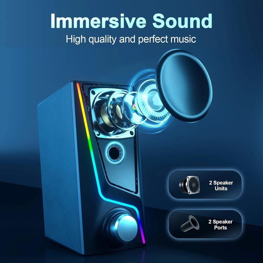 USB-Powered Hi-Fi Speakers with Touch Control & Versatile Device Compatibility