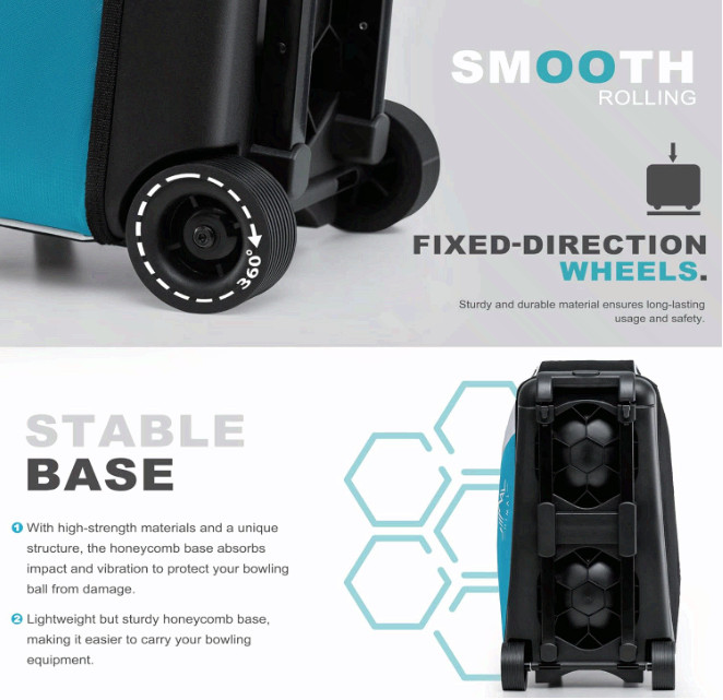 Double Roller 2-Ball Bowling Bag (with Shoe Compartment & Retractable Handle)