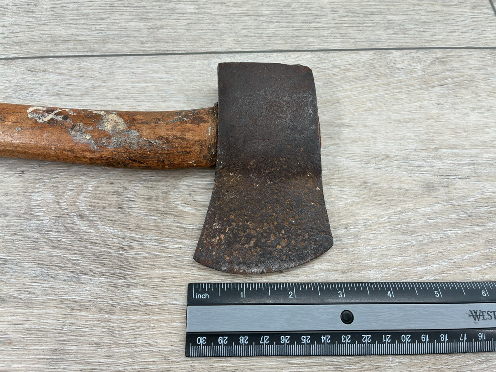 Vintage Axe Scout Hatchet Camping Outdoors Rustic Pitted Head Primitive Tool