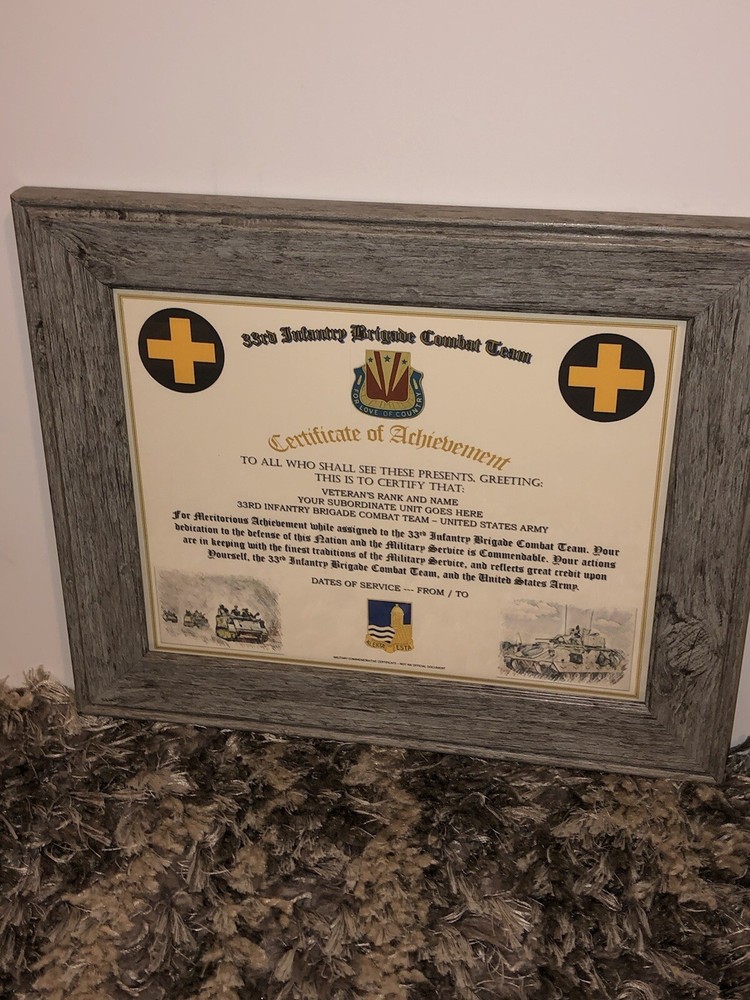 33RD INFANTRY BRIGADE COMBAT TEAM - COA / (COMMEMORATIVE CERTIFICATE)