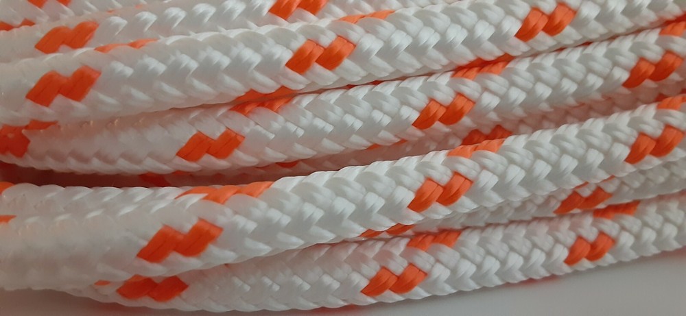 5/16 x 150 ft. Double Braid-Yacht Braid polyester rope hank. White/Orange