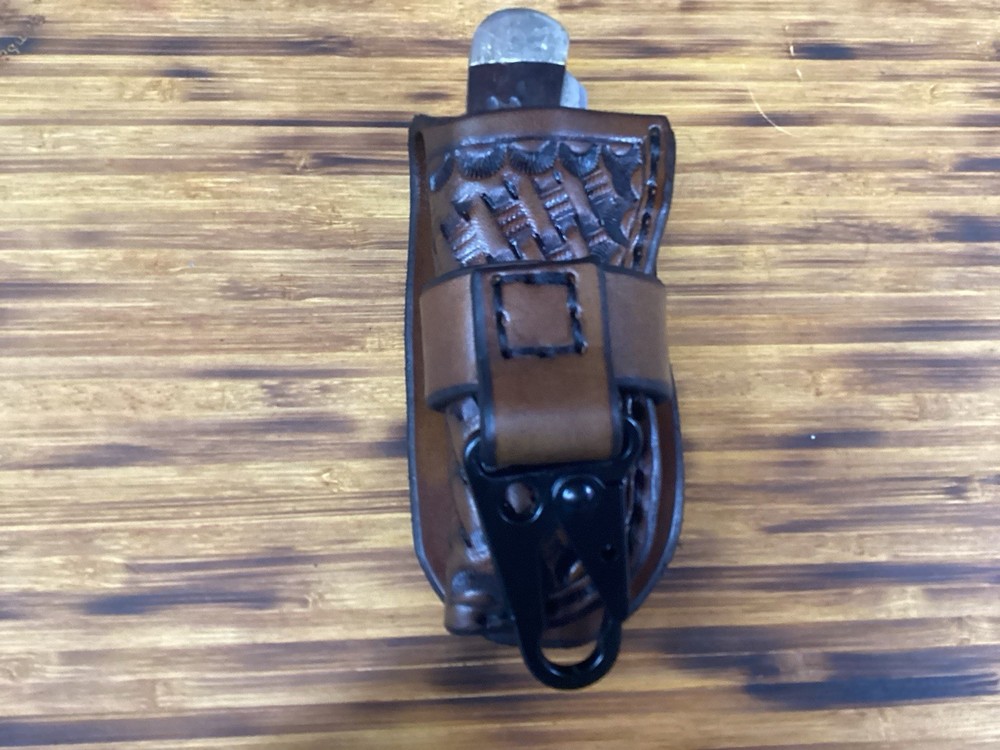 Leather Folding Knife Belt Loop Sheath Trapper Size (Sheath Only) Left Hand