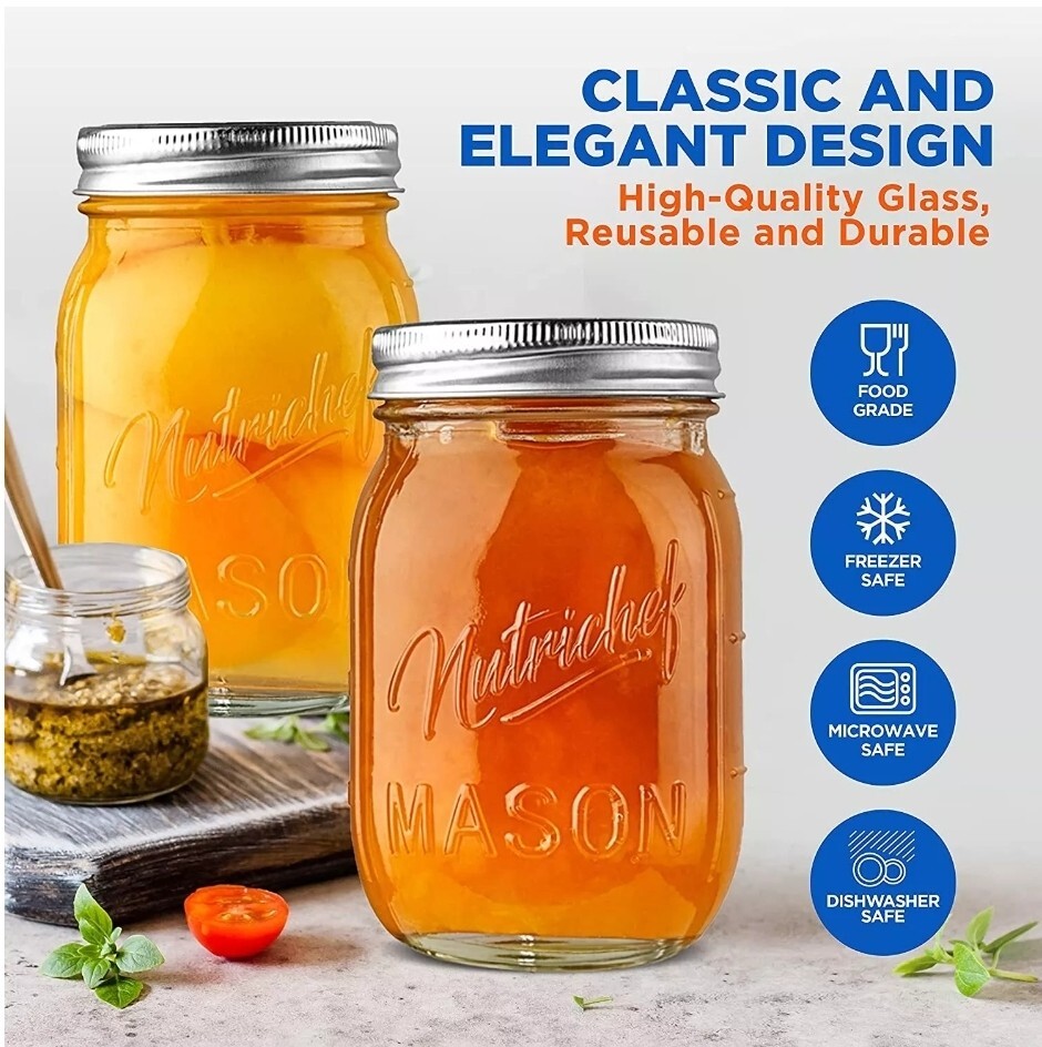 Nutrichef NCMSJ6 6 Pcs Mason Jars Set