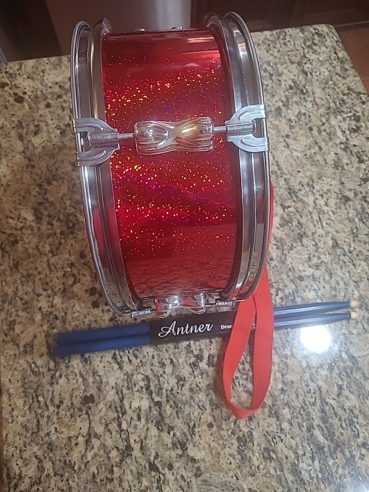 Red Snar Drum With Harness And Drum Sticks