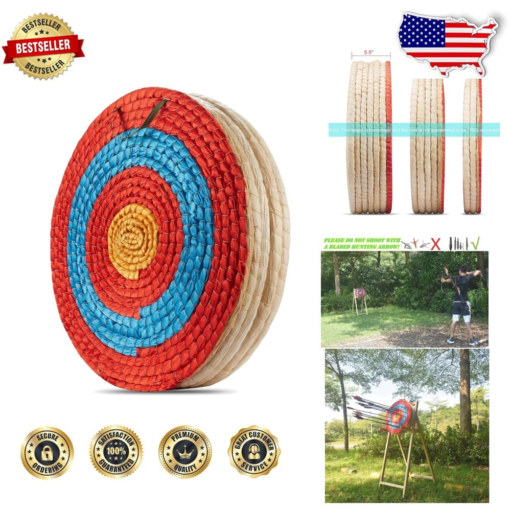 Handmade Straw Archery Target 20" Round, Eco-Friendly Bow Practice Target