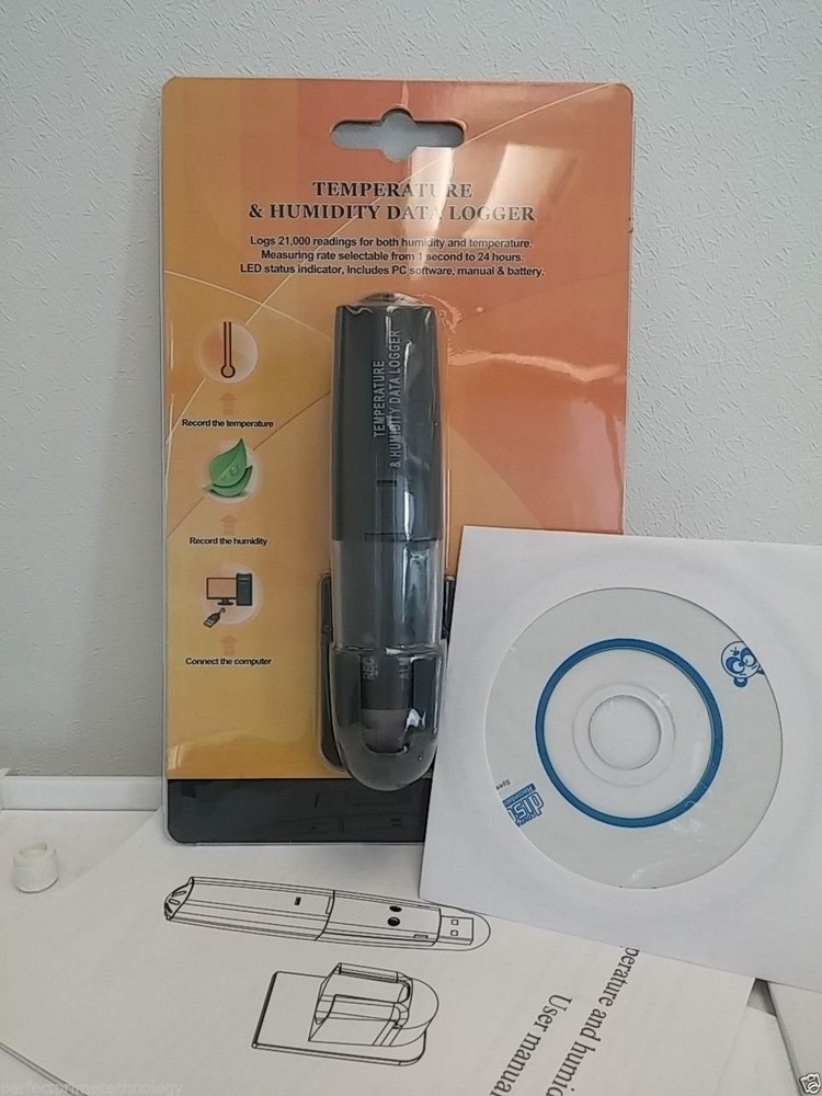 PerfectPrime TH0160, USB Temperature & Humidity Data Logger Dewpoint Gray