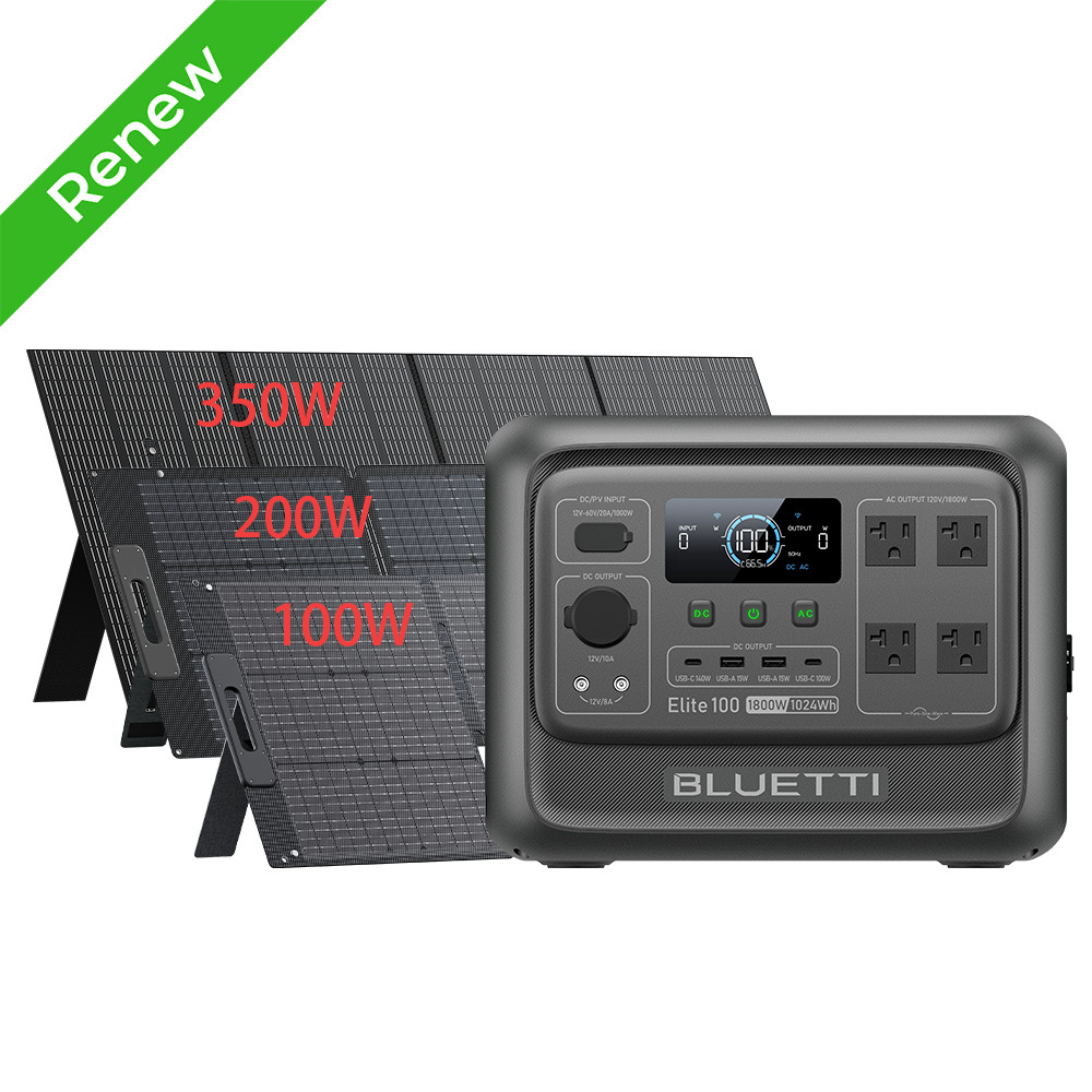 BLUETTI Elite 100 V2 1024Wh Power Station+Optional 100W/200W/350W Solar Panel