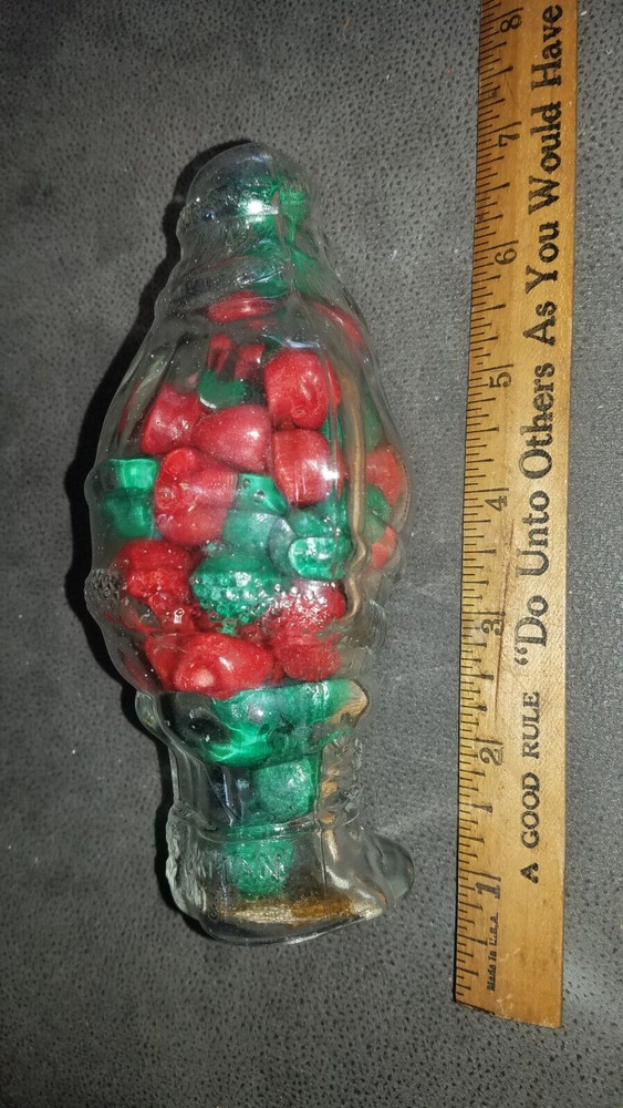 Vintage Glass Santa Candy Container