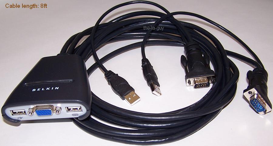 BELKIN 2-Port USB KVM Switch w 8FT Cables PC MAC Linux F1DK102U