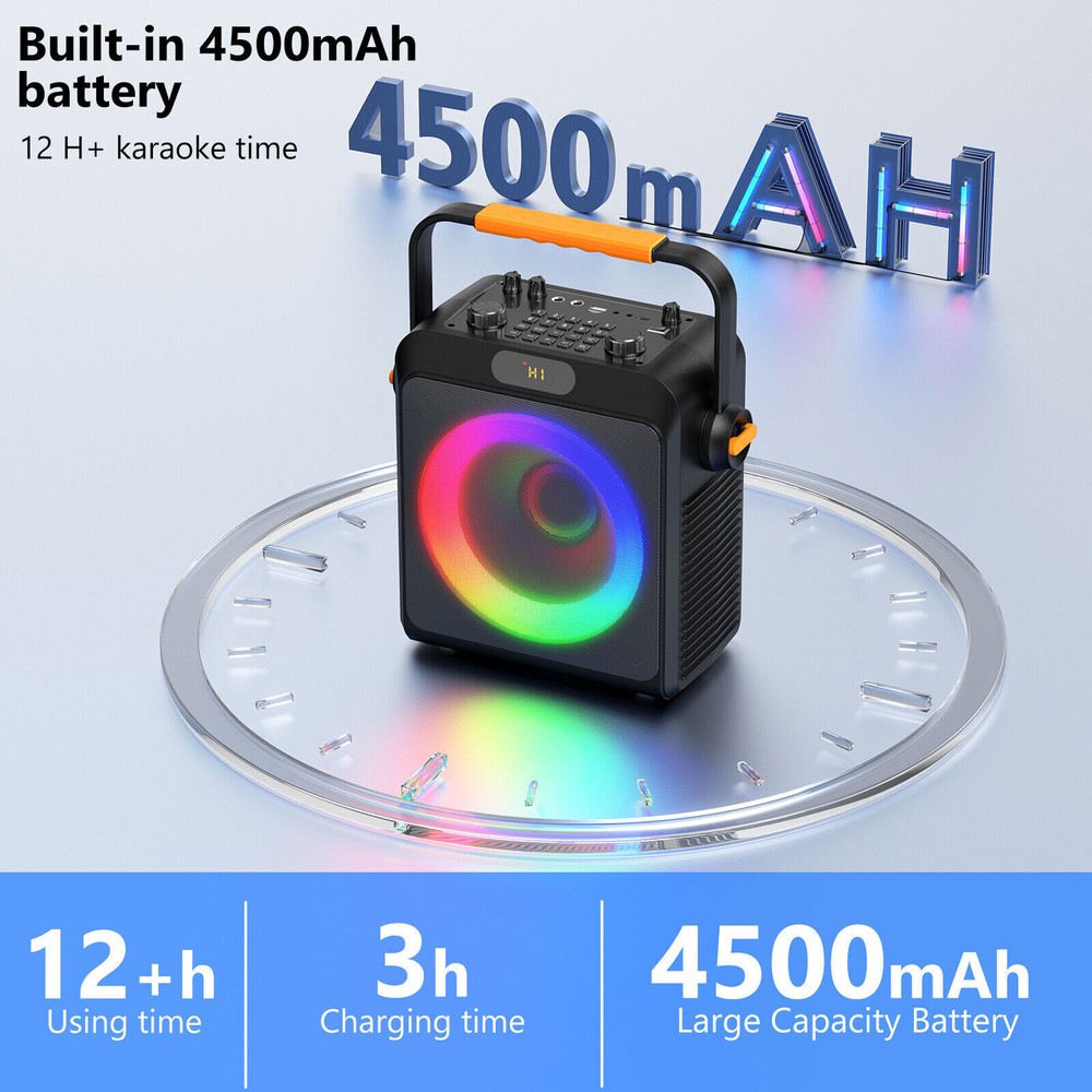 JYX Bluetooth Speaker w/Wireless Microphone +Strap Karaoke Machine Party Speaker