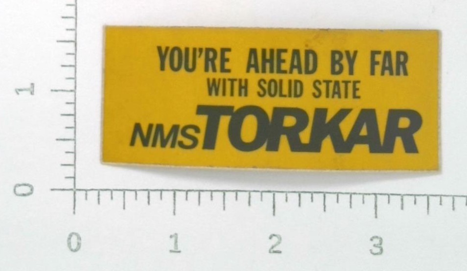 Vintage NMS Torkar Solid State Advertising Sticker Decal