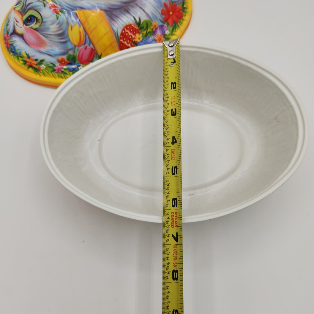VTG Easter Kitsch Bunny On Nest Chicks Candy Container Lid Basket Egg Decor 9"