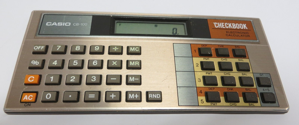 Casio CB-100 Checkbook Electronic Calculator Vintage Math Tested Works