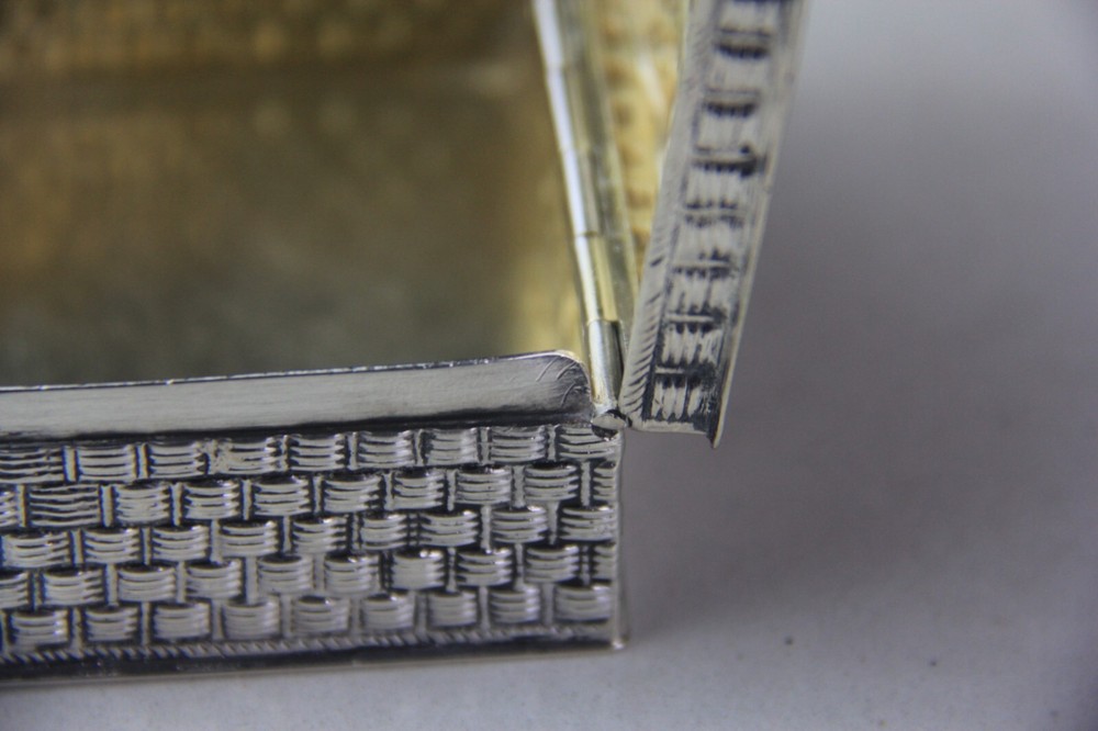 Antique German Hanau 800 Silver Rectangular Hinged Box w/ Embossed Farming Scene