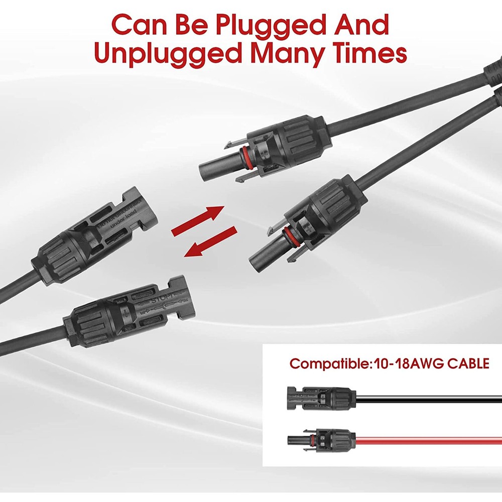 Solar Panel Y Branch Cable Connection Waterproof Adapter Connector Extension US