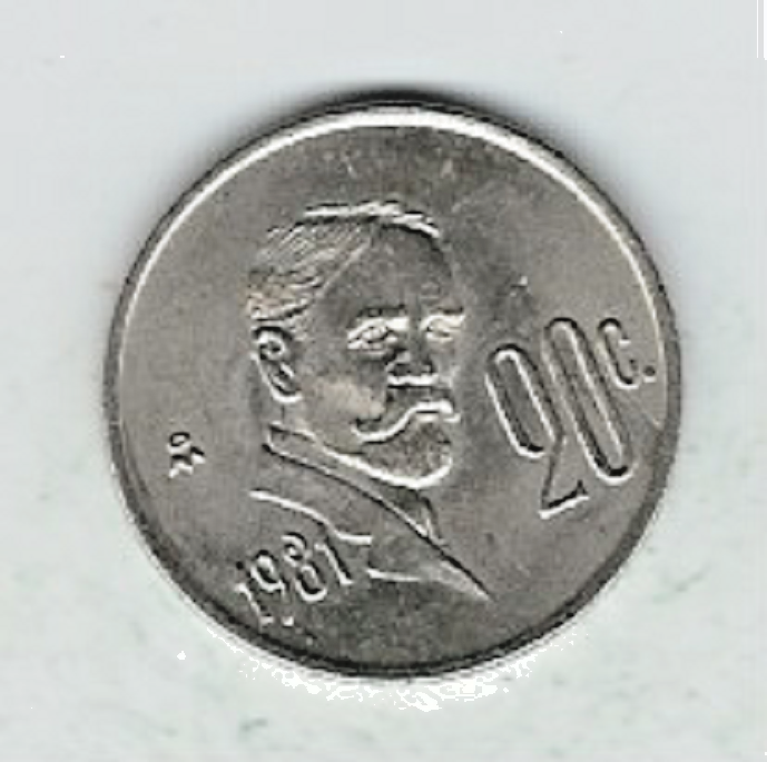 Mexico...Coin...20 Centavos...1981