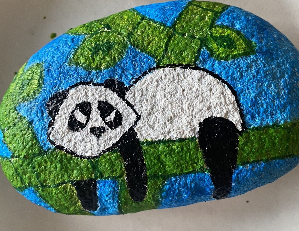Hand Painted Panda Rock
