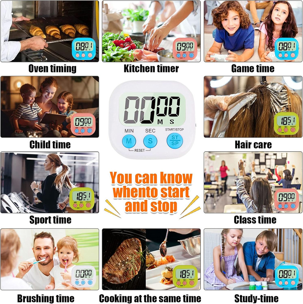 4-Piece Multi-Function Electronic Timer, Learning Management,for Kitchen, Study