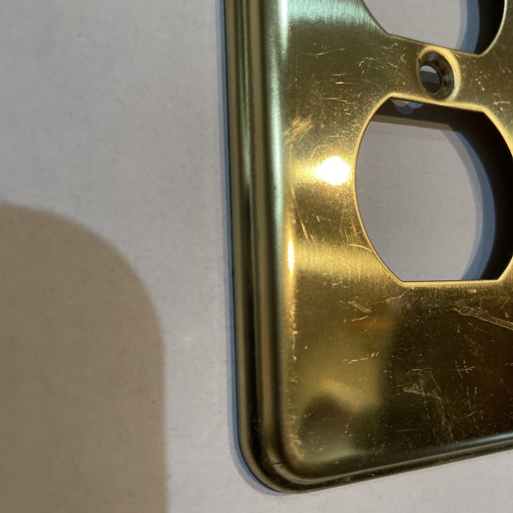 3 Vintage Brass Outlet Covers Rounded Corners