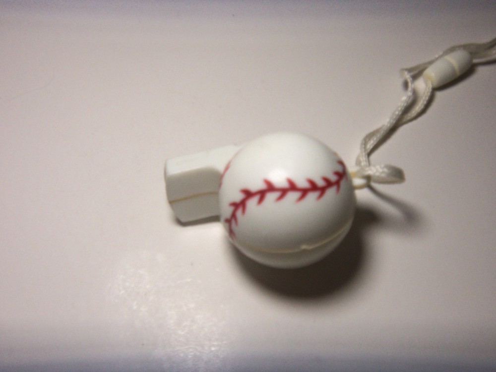 VINTAGE BASEBALL SHAPED WHISTLE (2" LONG)