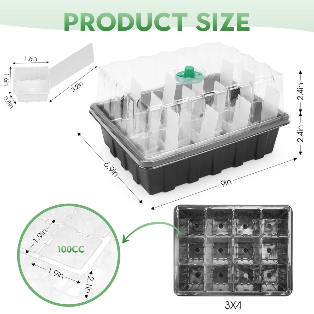 -5 Pack Plant Trays with 60pcs Puller Reusable, Starter Tray for Lettuce Seed...