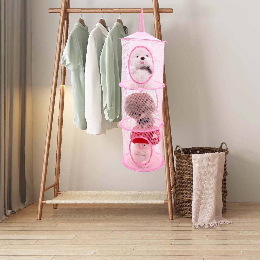 2 Pcs Hanging Mesh Organizer Multi Layer Foldable Drying Net For Plush Toys