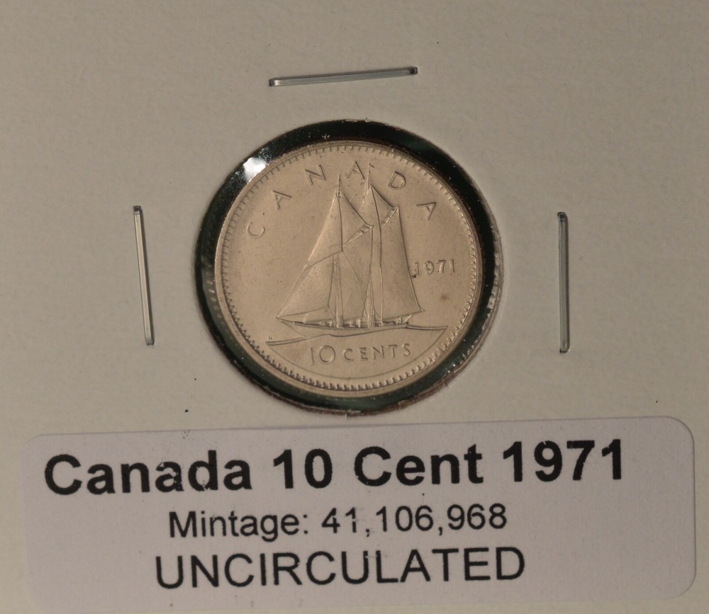 1971 Canada Dime - Uncirculated from Mint Roll