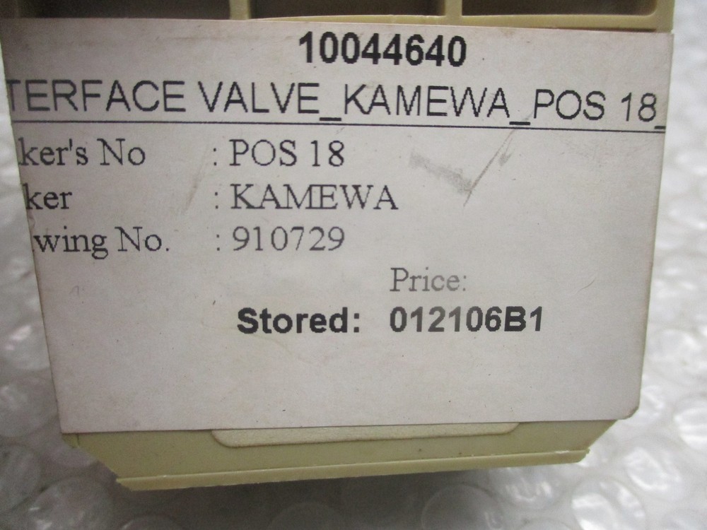 KAMEWA POS18 910729 VALVE INTERFACE UNMP