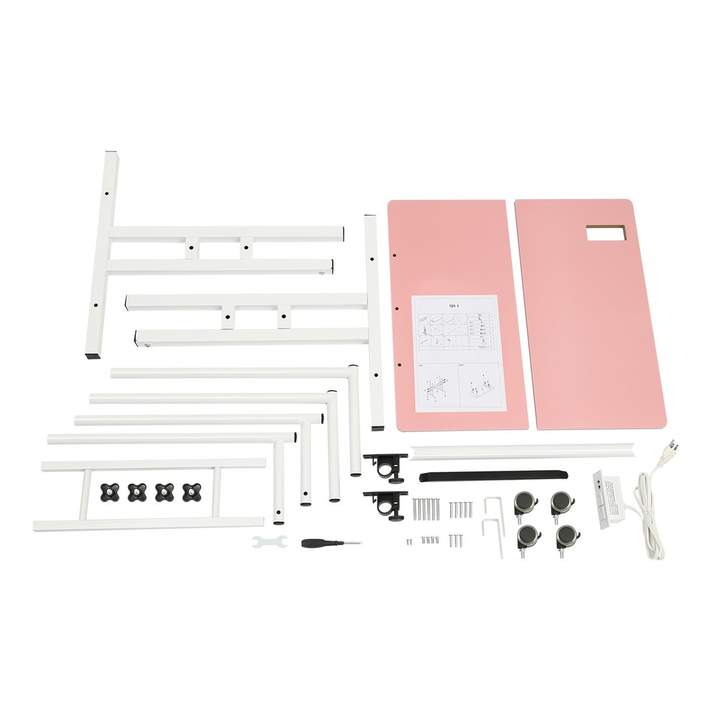 Mobile Adjustable Standing Desk with Dual Desktop for Home & Office