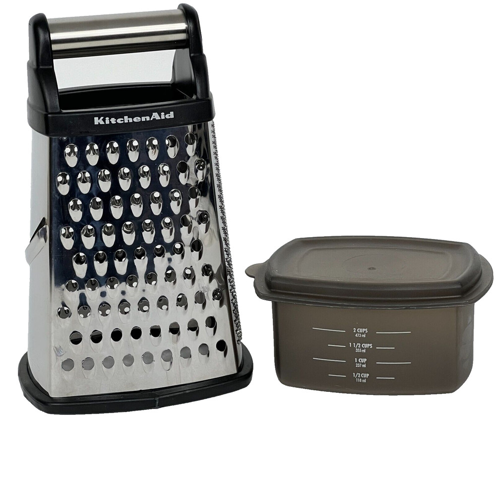 KitchenAid Stainless Steel Box Grater 4-Sided ~ 3 Cup Storage Container