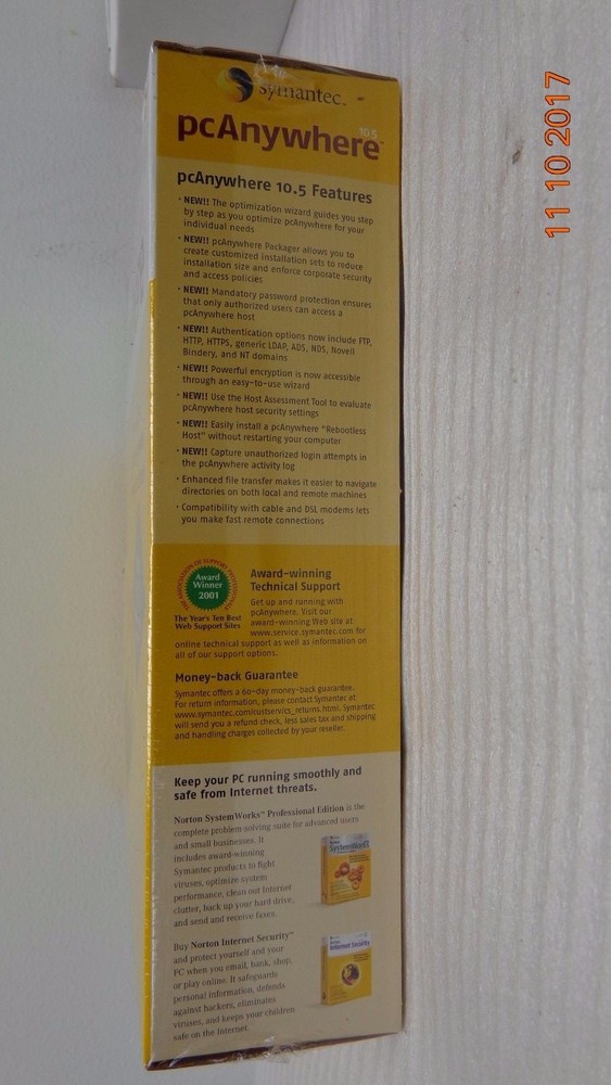 Symantec PcAnywhere 10.5 Remote Control Software for One Windows HOST NIB