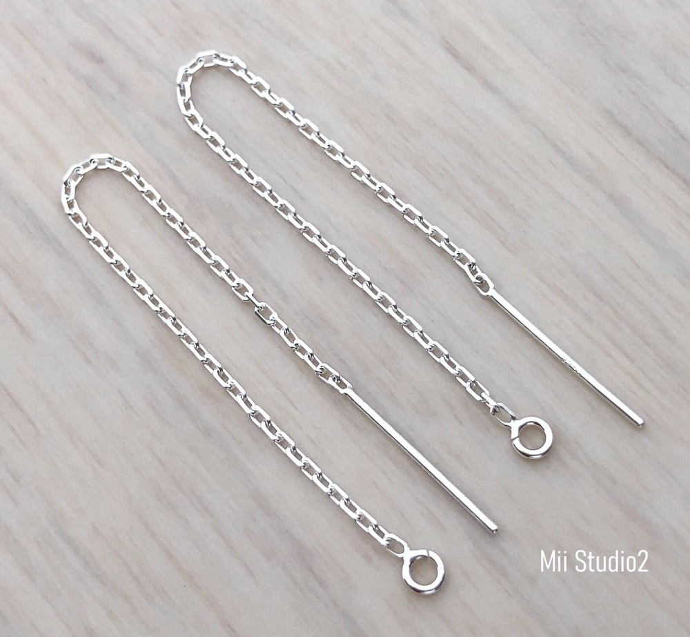 6pcs 925 Sterling Silver Diamond cut cable chain earring threader E13s