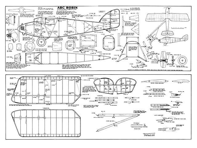 ABC Robin Rubber or CO2 Power 26" WS Model Airplane Printed Plans & Templates