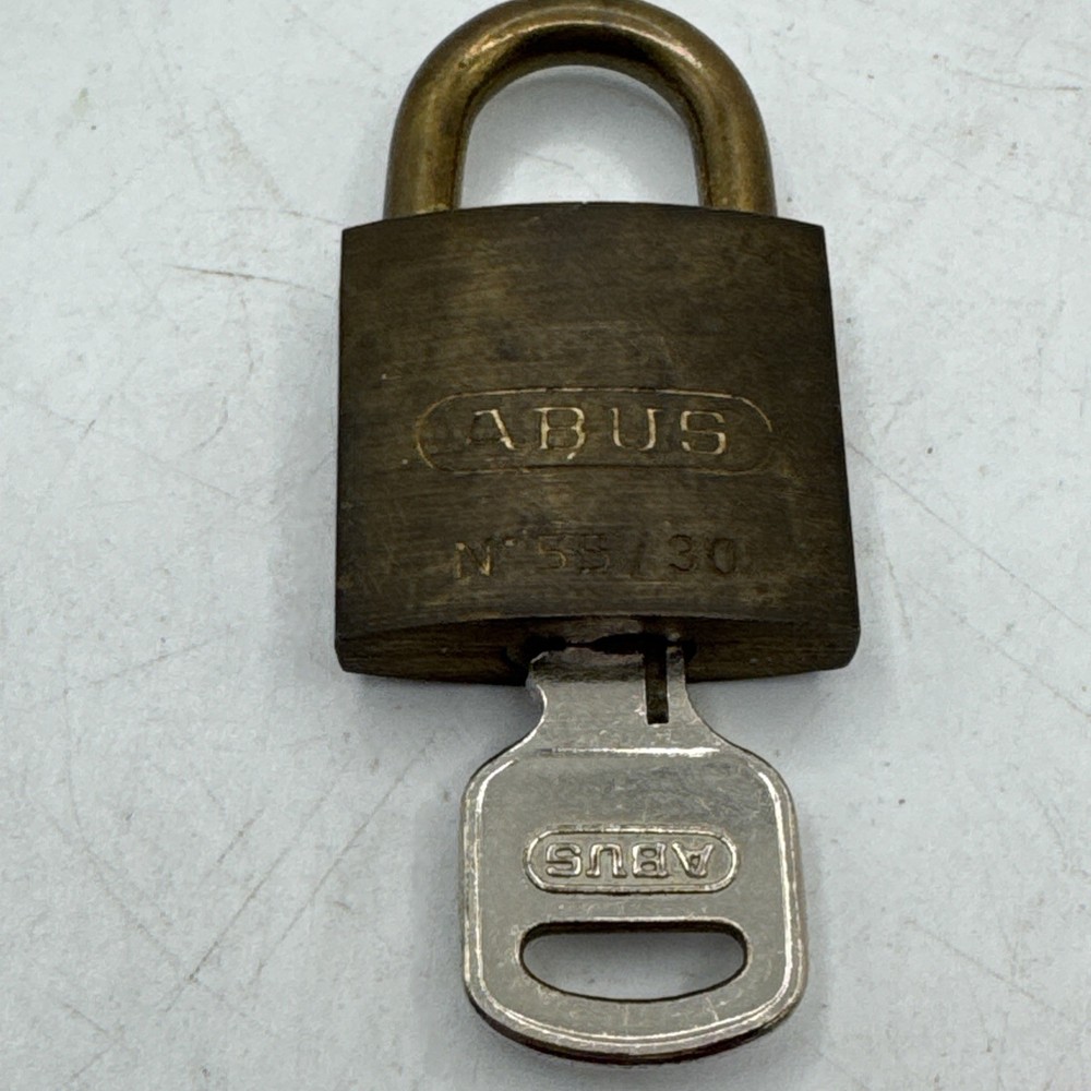 Abus 55/30 Solid Brass Lock Padlock With Key - Works
