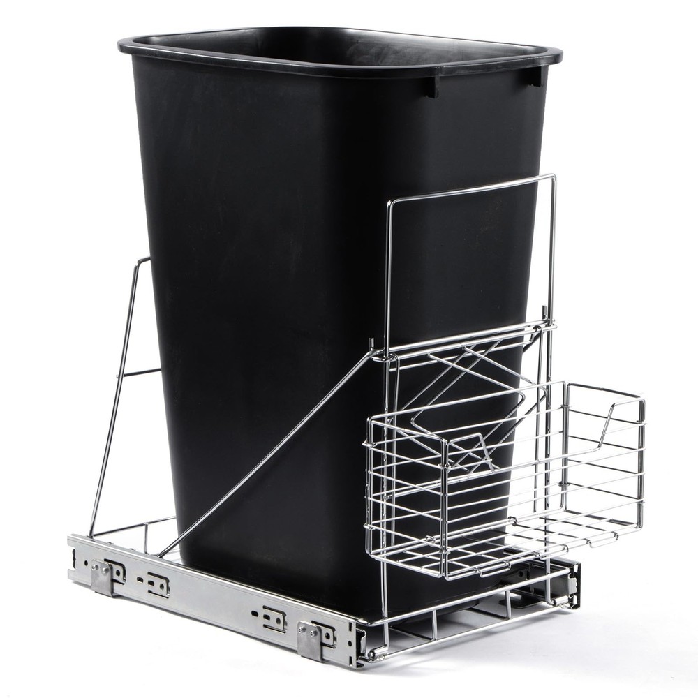 Pull Out Trash Can Under Cabinet,Adjustable Under Sink Trash Can Pull Out Kit wi