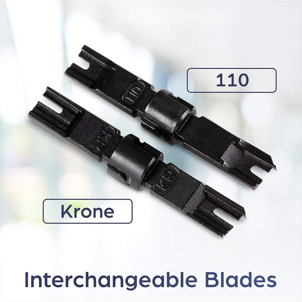 Punch Down Tool With 110 And Krone Blade, Insert & Cut Terminations In One Op...