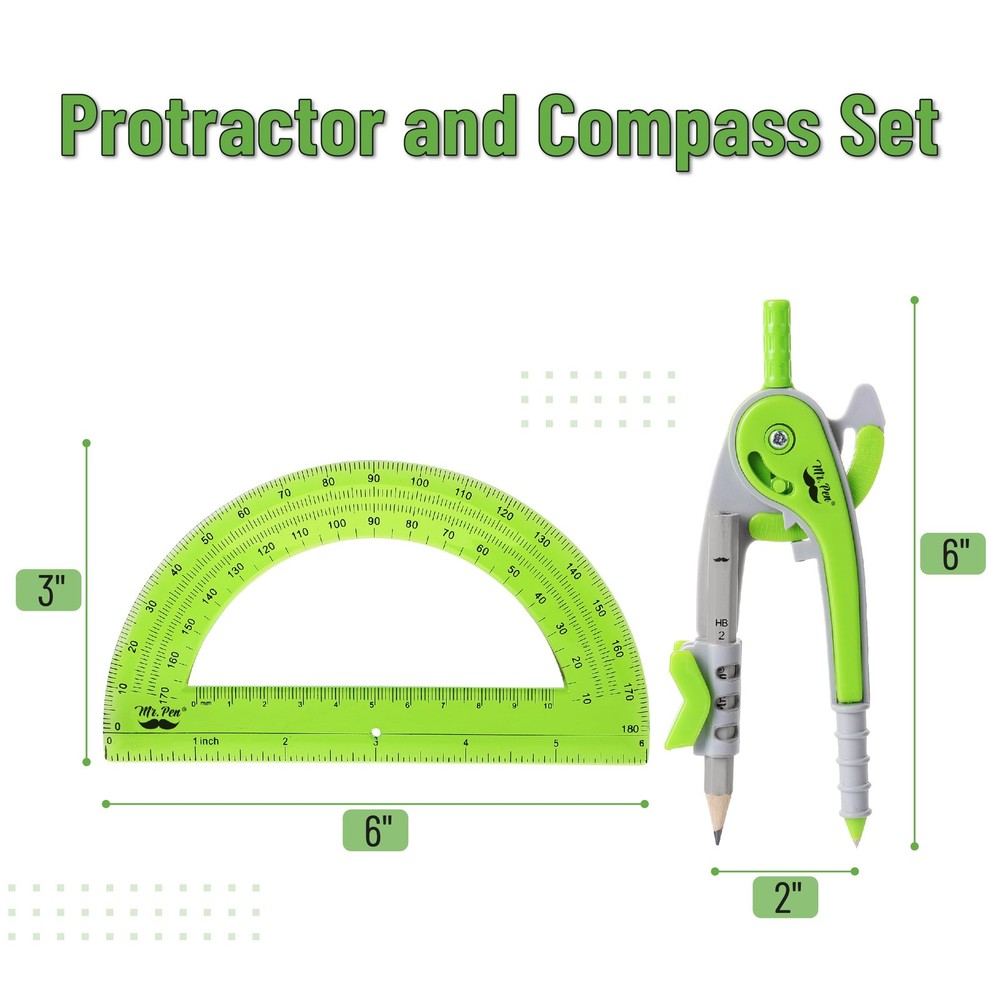 Mr. Pen- Compass and Protractor Set, Geometry Kit, Compass Protractor Set, Protr