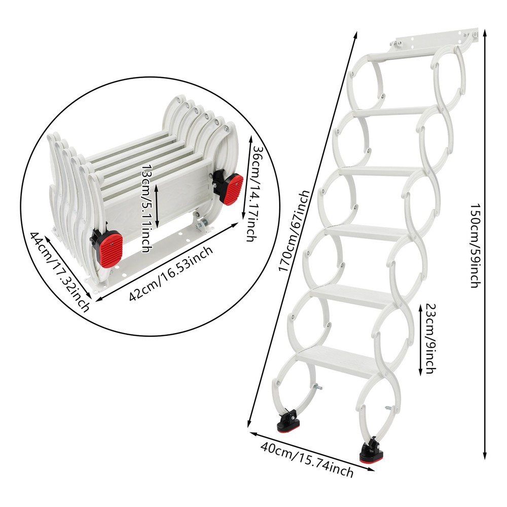 Retractable Folding Stair Wall Mounted Folding Ladder Telescoping Step Ladders