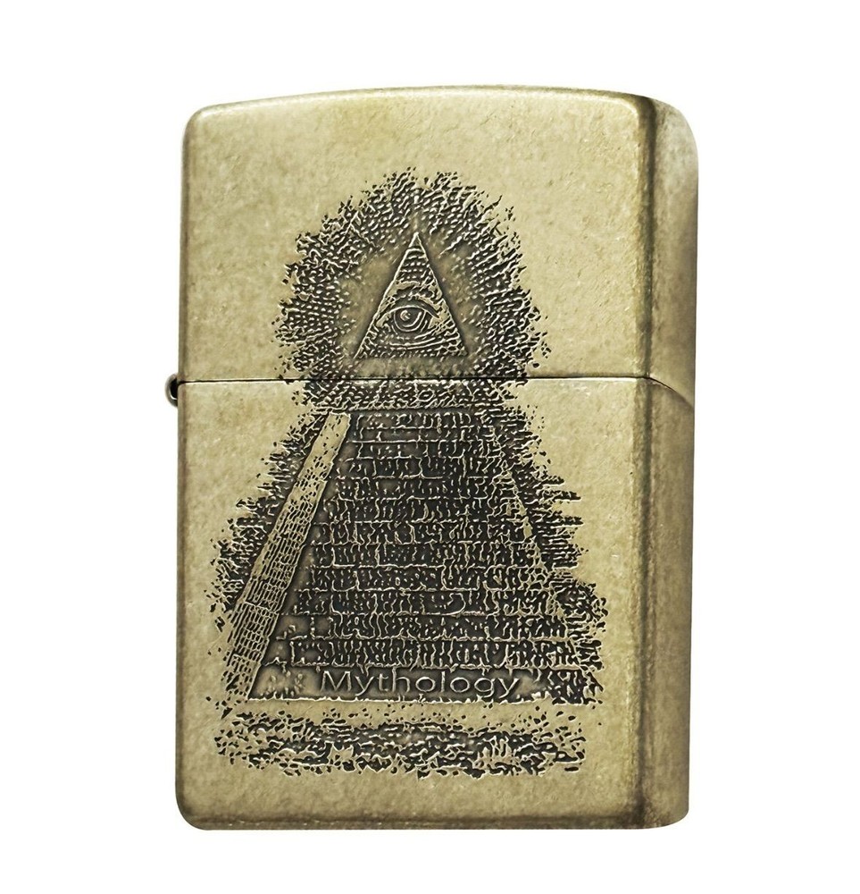 Zippo Freemason Pyramid Gold One Sided Processing Etching Lighter Regular