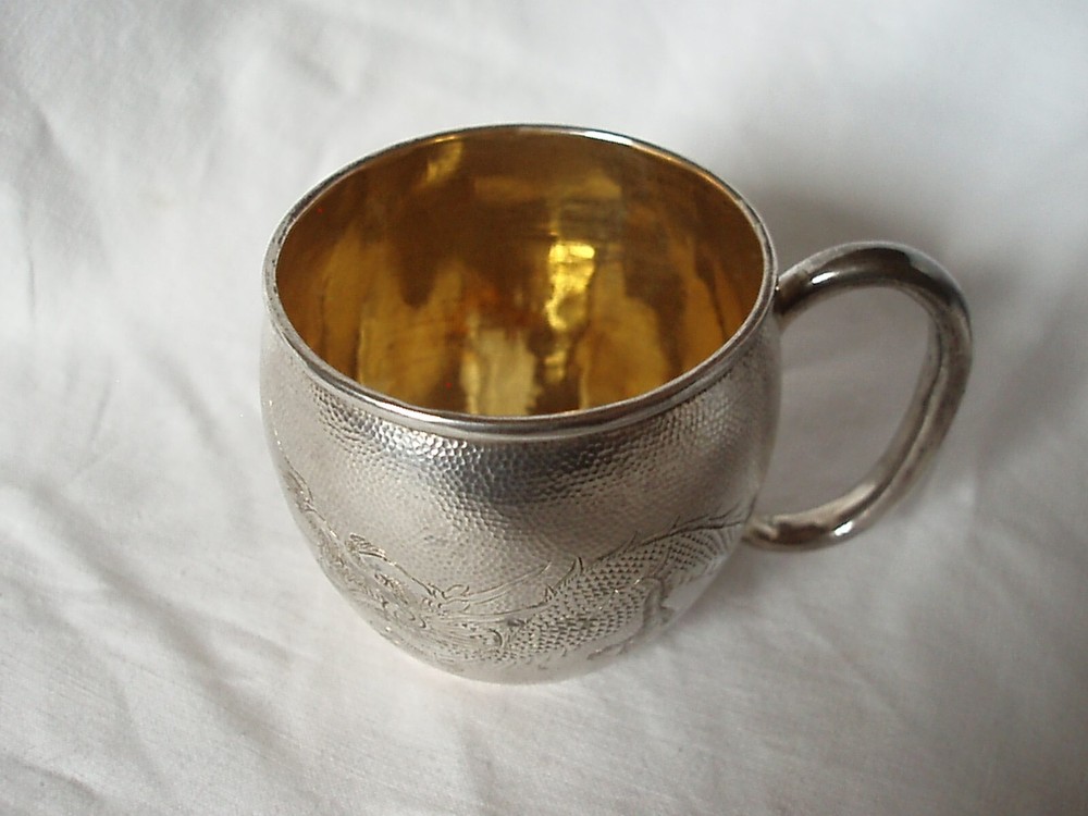 CHINESE EXPORT SILVER MUG STERLING SILVER CIRCA 1920