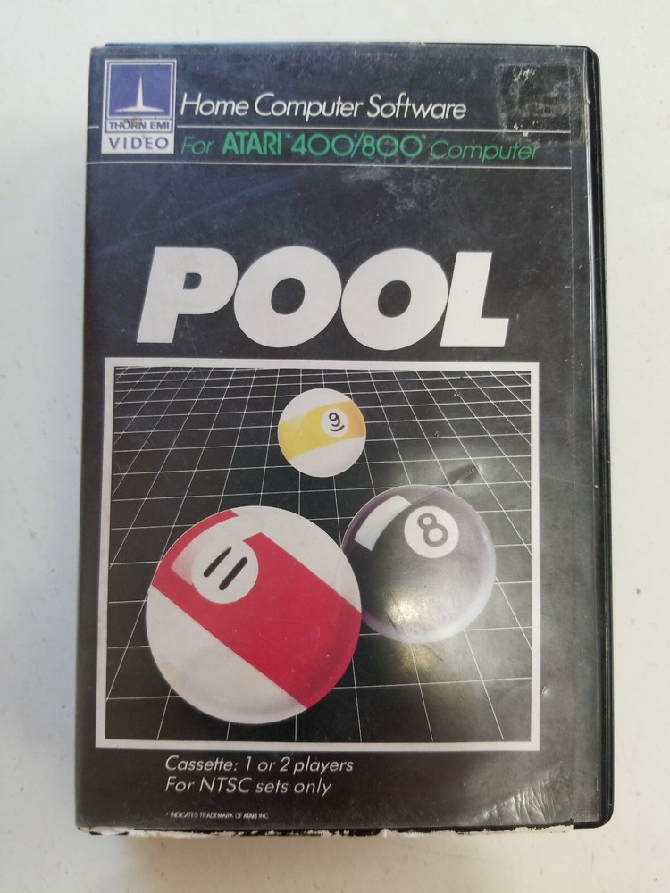 Vintage Atari 400/800 POOL Cassette Home Computer Sortware (Thorn EMI Video)