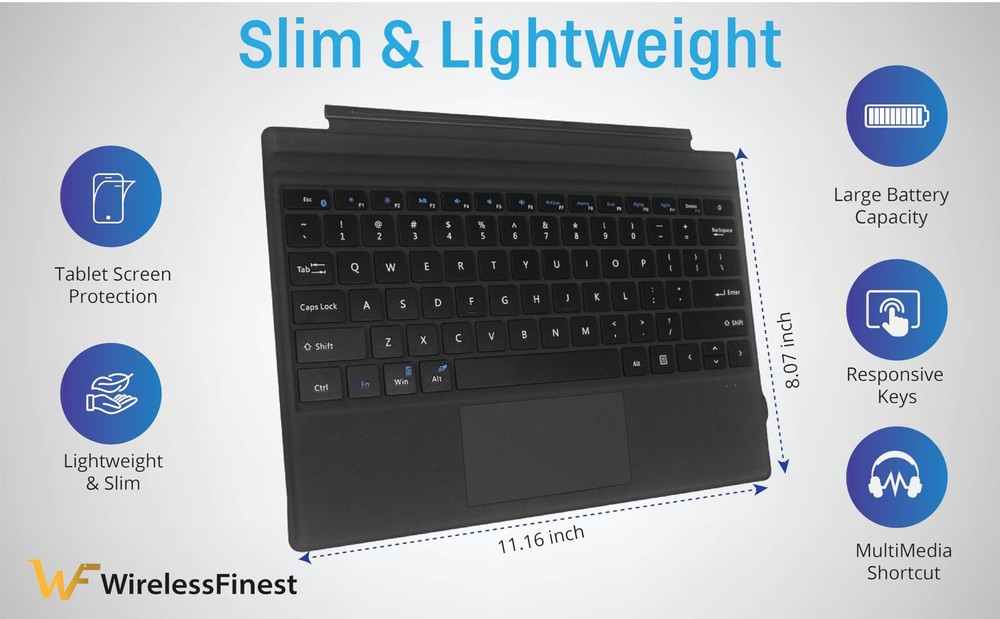 Keyboard Replacement Type Cover Trackpad Mouse for Microsoft Surface Pro 7+ 7...