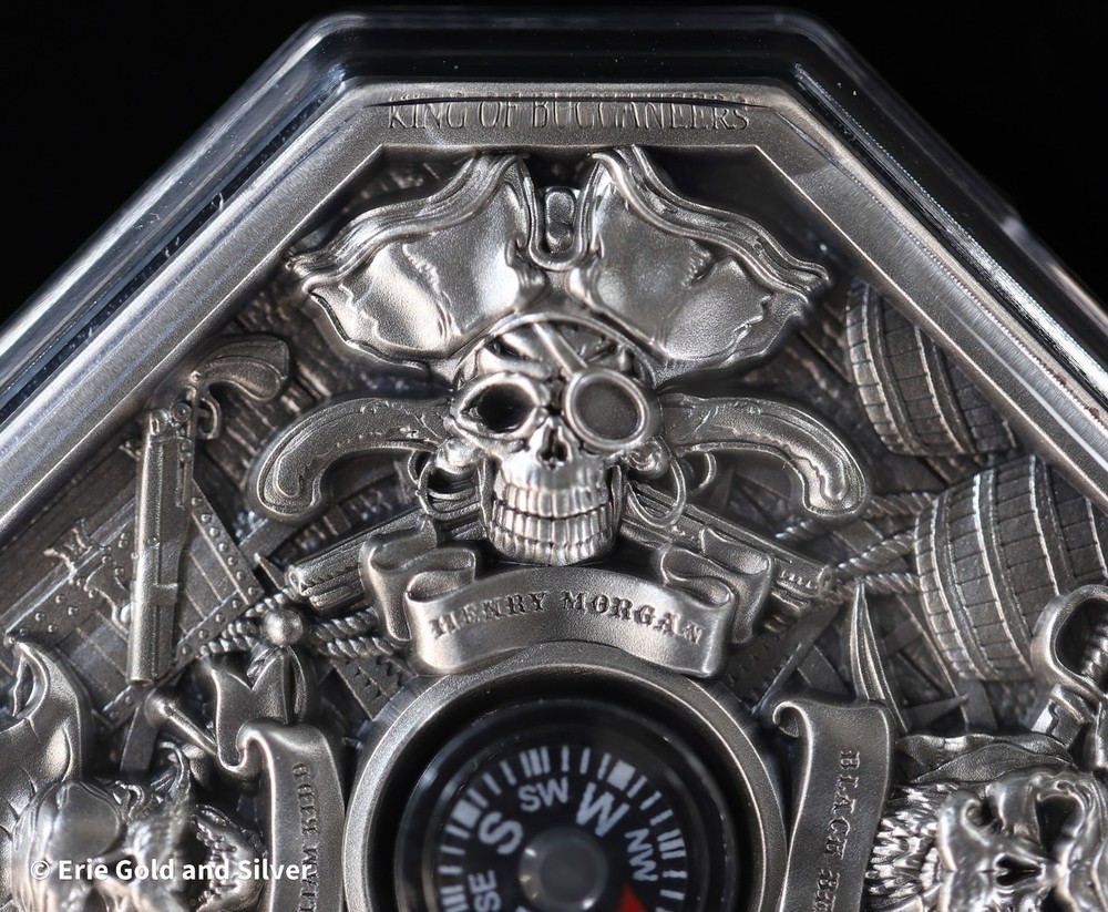 South Korea Pirate Kings 2 oz Silver Stackable w/ Compass Insert